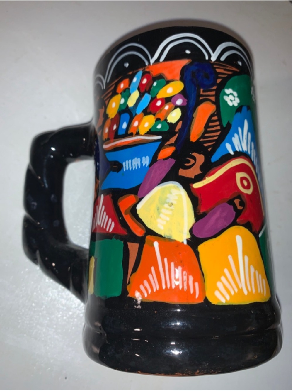 Unbranded Multicolor Abstract Art Black Mug One Size